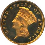 1876 $3 gold piece (PCGS PR65DCAM)