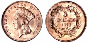 1878 Three-Dollar Gold Piece MS-62 (PCGS)