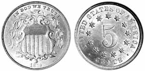 1879 Shield Nickel Mint State