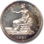 This 1881 Trade Dollar (NGC PF68) is one of the many highlights of the Bowers and Merena auction in Baltimore, March 13 - 15.