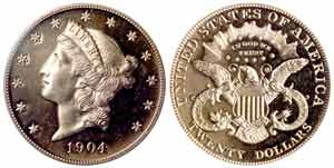 Lot #790: 1904 Liberty Double Eagle Proof-64 Cameo (PCGS).