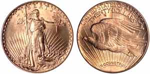 1908-S $20 St. Gaudens (PCGS MS65)