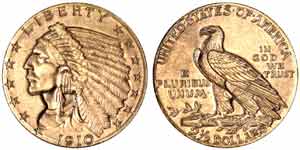 The innovative Indian Head Quarter Eagle design first appeared in 1908.