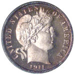 1911 Barber Dime Proof-66 Cameo (PCGS)