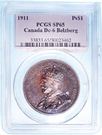 The famed Belzberg 1911 Canadian silver dollar.