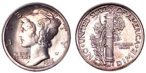 1916-D Mercury Dime MS-64 FB (PCGS)