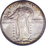 This 1920-D Standing Liberty quarter, PCGS MS68FH, brought a final price of $132,250.