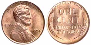 1924-D Lincoln cent (PCGS MS65RD) - sold for $11,500.