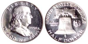 Proof Franklin halves were first minted in 1950