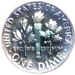 Toned 1955 Proof Dime (reverse)