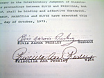 1973 Elvis Presley Signed Document