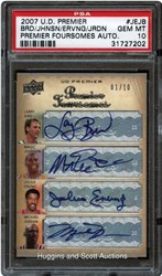 2007 Upper Deck Premier Premier Foursomes Autographs Julius Erving/Larry Bird/Magic Johnson/Michael Jordan