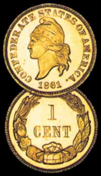 1861 Confederate Cent Gold Restrike