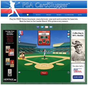 The 'home plate' view of the free and fun PSA CardSluggerâ„¢ game now available online at www.psacard.com/games/