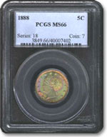 1888 Liberty nickel (PCGS MS66), sold for $21,850.