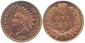 Obverse and reverse view  of a 1880  cent proof.