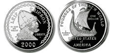 Leif Ericson Millennium commemorative dollar.