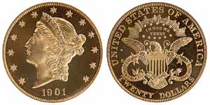 1901 $20 Liberty PCGS Proof 64 brings $28,750