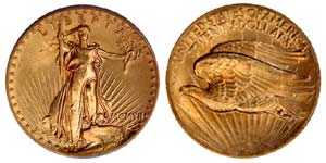Classic 1907 High Relief $20 PCGS MS65 is sold for $32,258