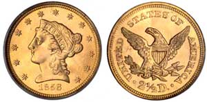1856 Quarter Eagle PCGS MS67 offered in LaRiviere Sale