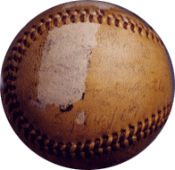 close-up of the PSA/DNA confirmed Mantle 500th homerun ball currently owned by Dale Cicero