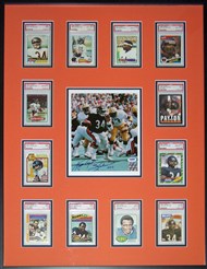 Michelin used the same framing concept he created for his Fleer set to present his set of Walter Payton cards.