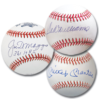 Joe DiMaggio, Mickey Mantle and Ted Williams Autographed Baseballs