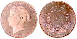 1879 Metric Dollar J-1623 PCGS PR67RB, Bass pedigree, in Bowers auction