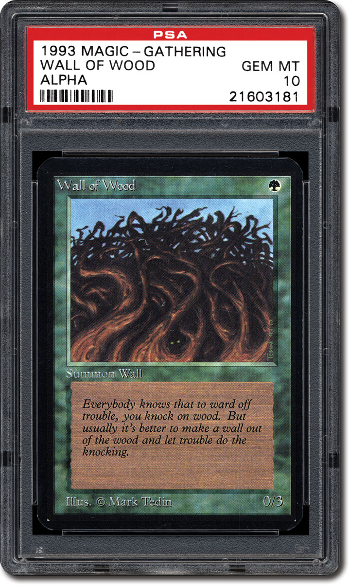 gathering magic alpha 1993 mtg wood card cards artwork names psa collecting gaming bottom text flaunts indicated branding reverse artists